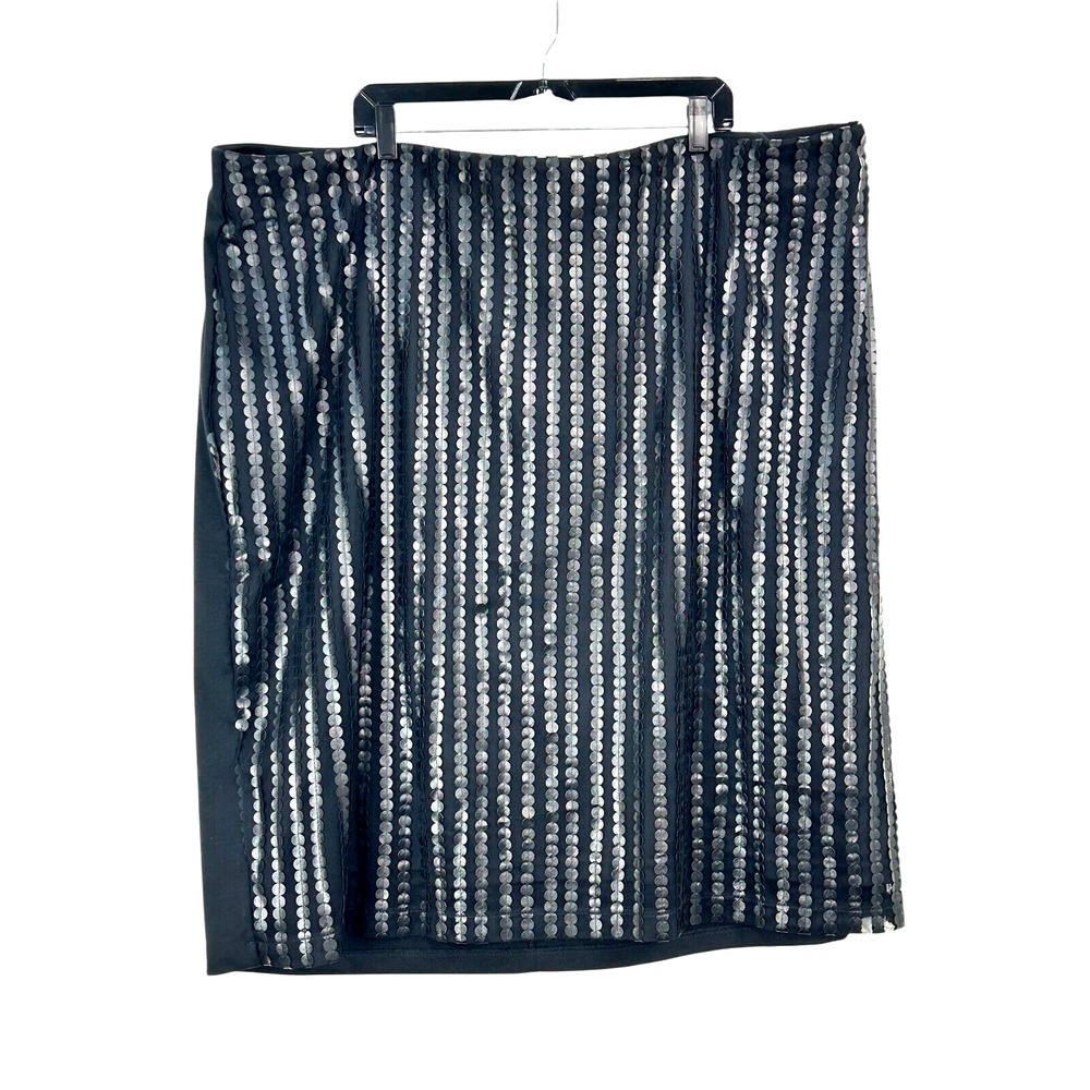 New Eloquii Women Sz 28 Straight Pencil Skirt Black Elastic Waist Back Zipper T2